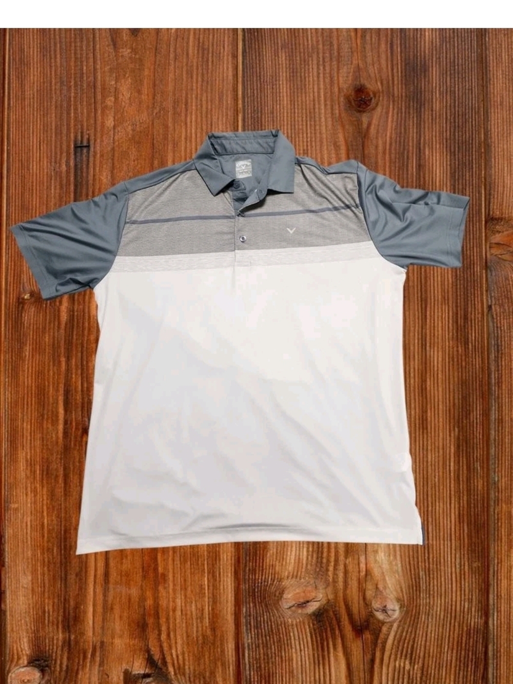 Callaway Mens Gray & White Performance Golf Polo Large